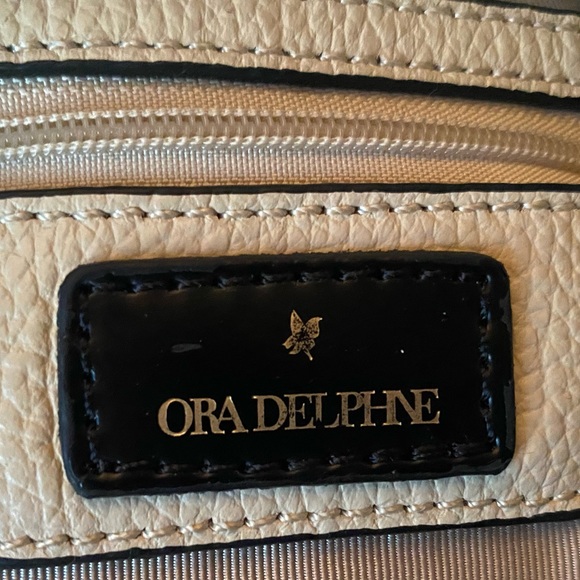 OraDelpine Adele Leather Satchel Tan exterior and fabric lining. - Picture 5 of 6